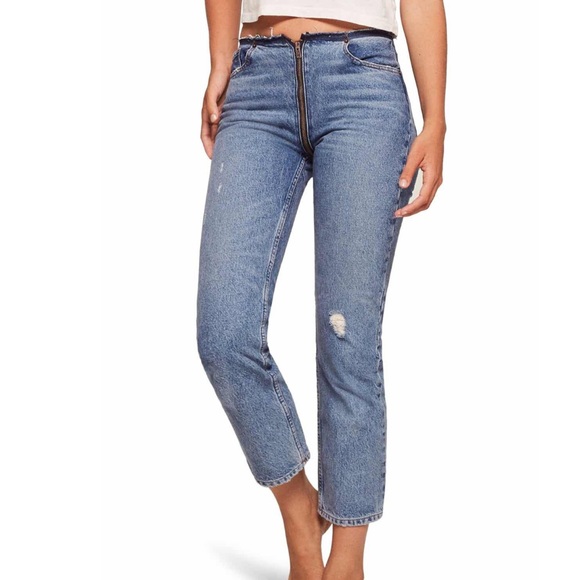 Reformation Denim - REFORMATION Zip Crop Straight Leg Jeans